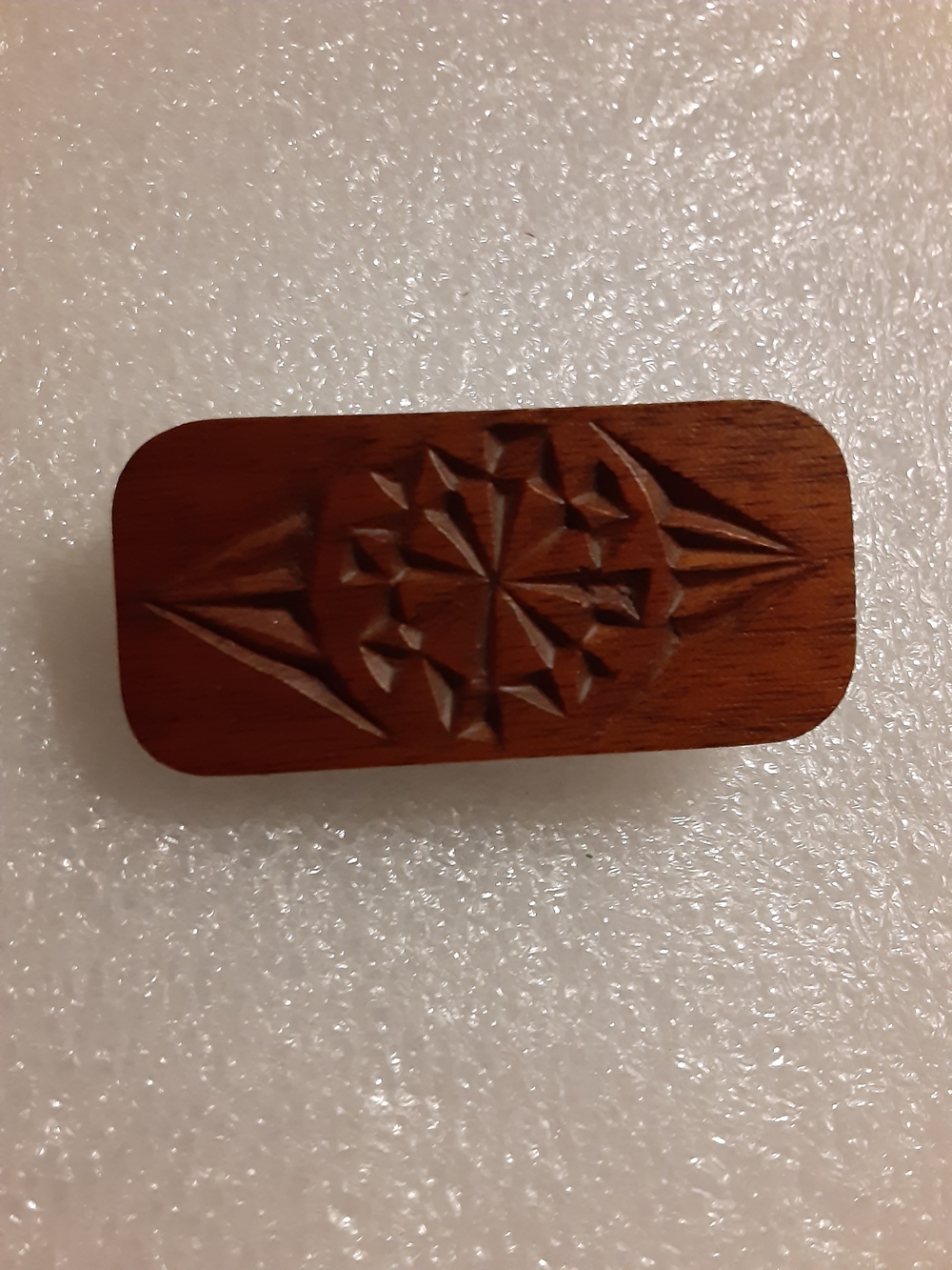 Carved Wooden Brooch Pin Brown